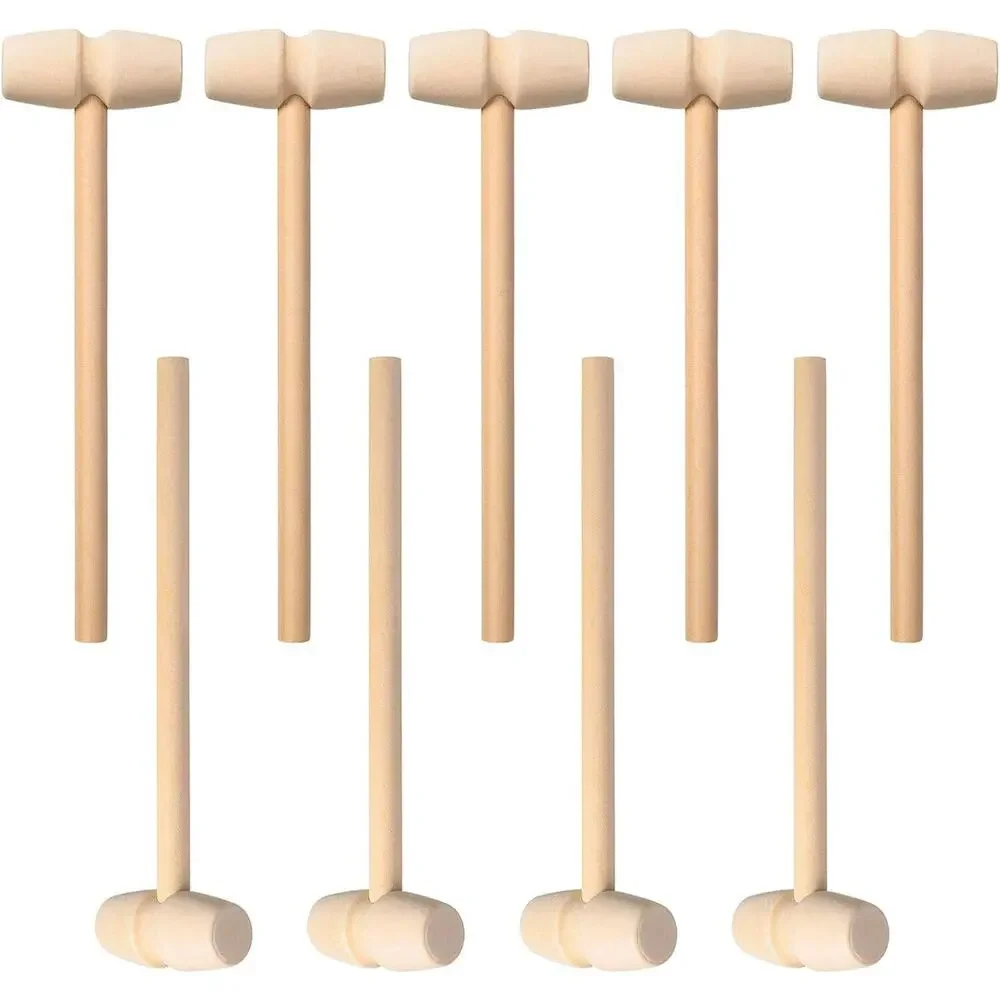 18 pcs Wooden Mini Hammers Multi-Purpose Natural Wood Hammer for Kids Toys Crab